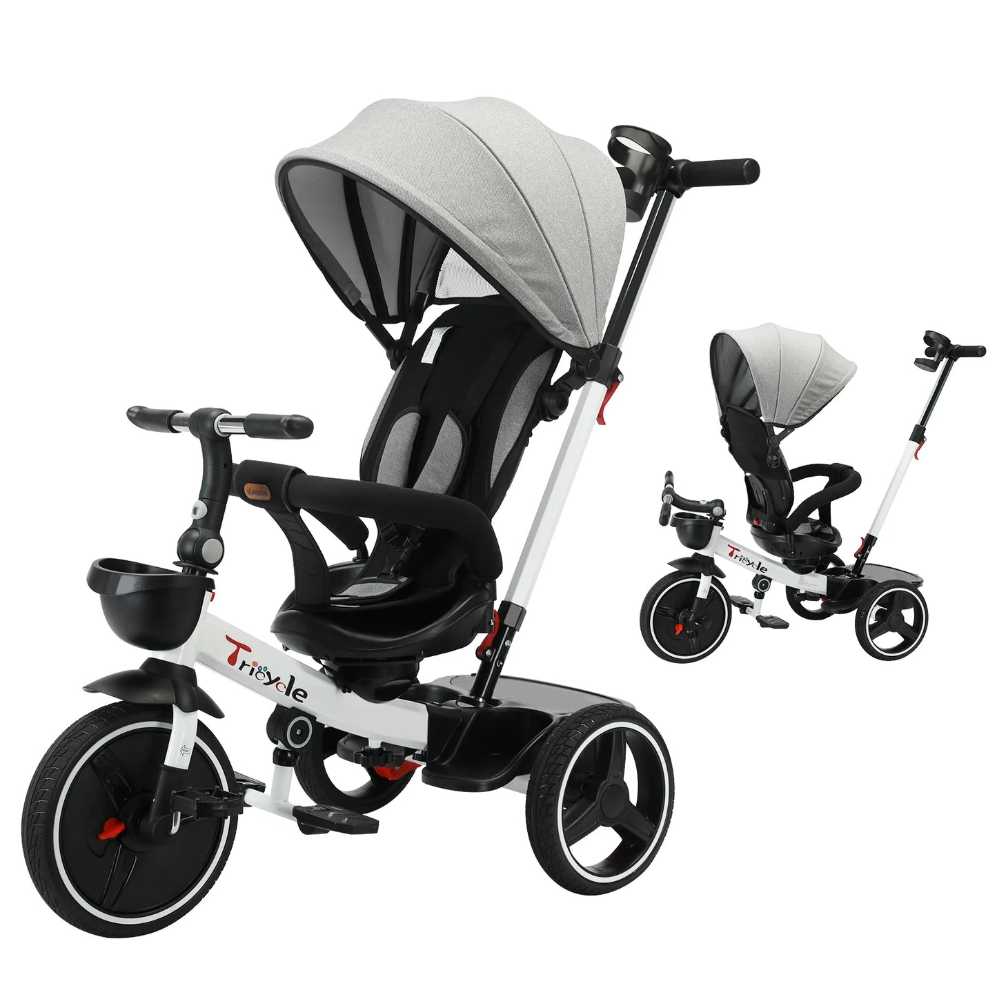 Baby Stroller Tricycle , Adjustable Canopy, Sitting & Lying,