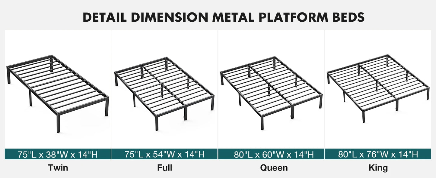 Twin Full Queen King Size Steel Bed Frame Supports 350LBS