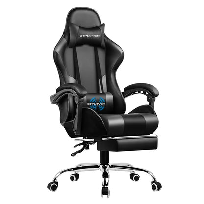 Gaming Chair with Footrest, Lumbar Support, Adjustable Height, Swivel Seat, Headrest for Office or Gaming