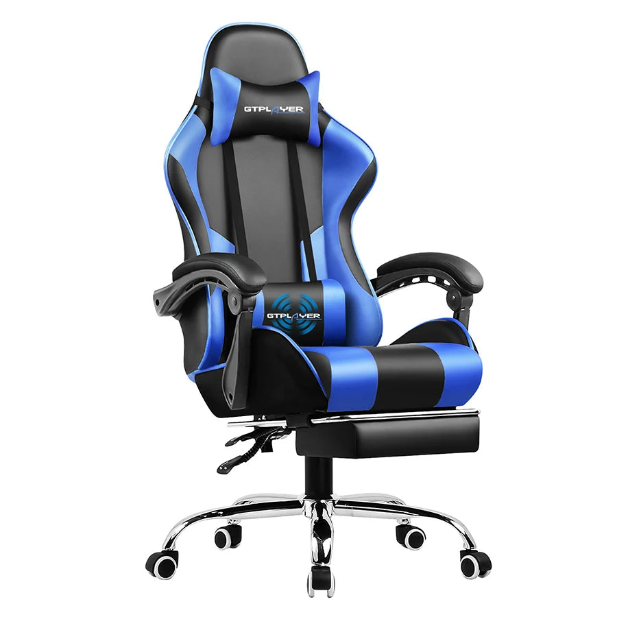 Gaming Chair with Footrest, Lumbar Support, Adjustable Height, Swivel Seat, Headrest for Office or Gaming