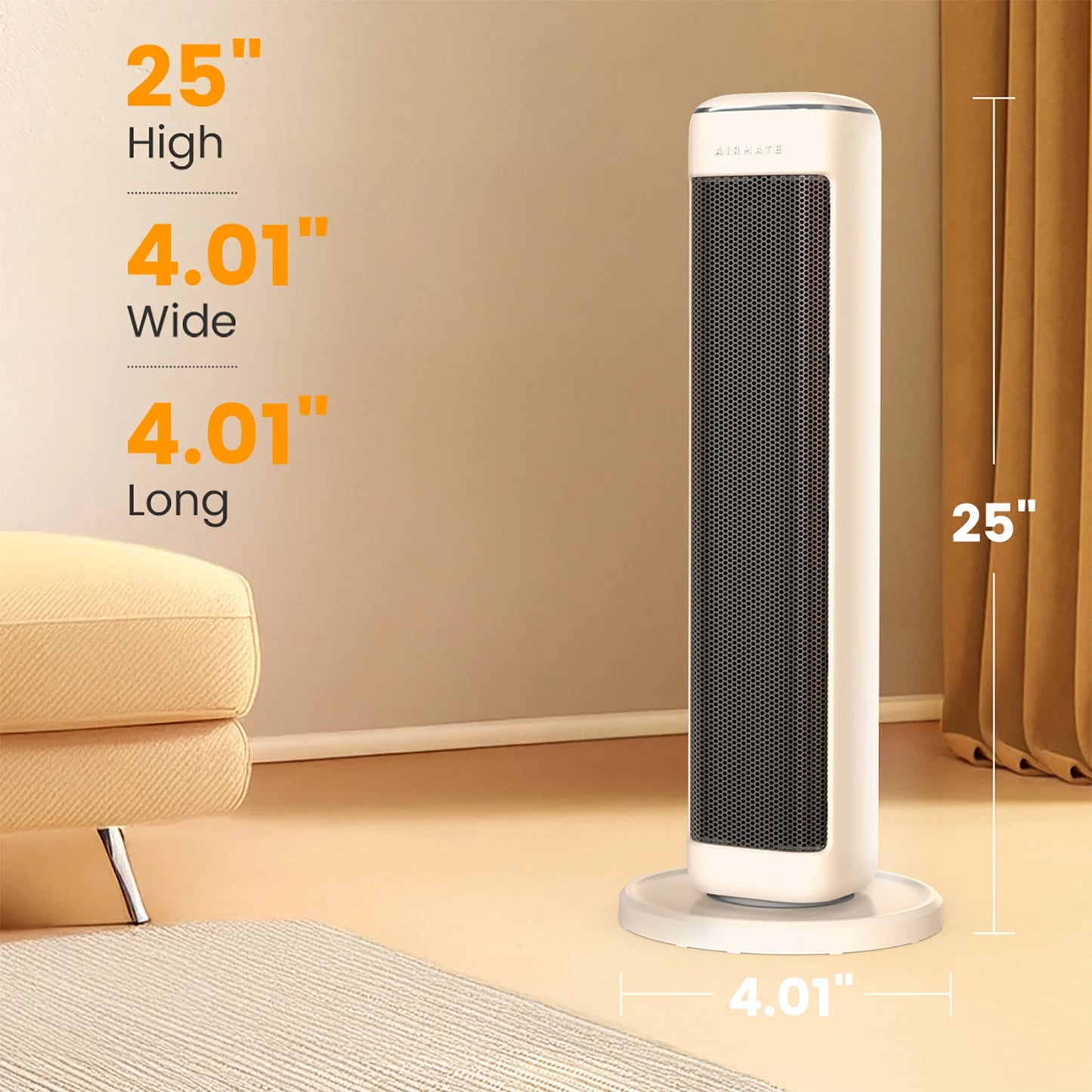 Ceramic Tower Electric Heater with Thermostat