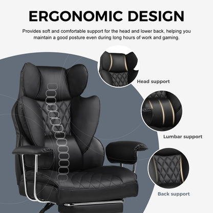 Big and Tall Gaming Chair with Lumbar Support, Footrest