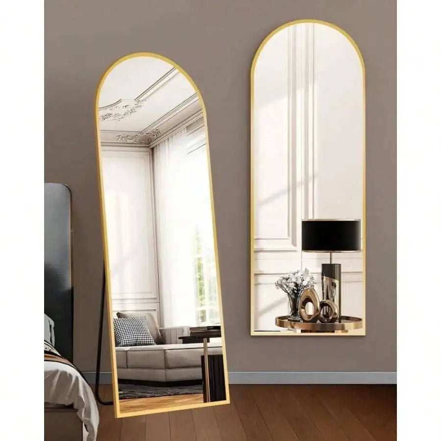 Arched Full Length Mirror Floor Mirror Gold 59x16.2 Inch