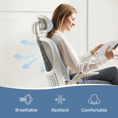 Mesh Ergonomic  Desk Chair Flip-up Arms Adjustable Headrests Comfortable Lumbar Support
