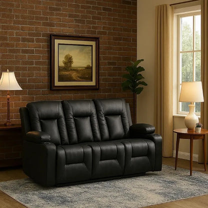 Leather Recliner Sofa Set with Manual Recliners, Loveseat and Armchair