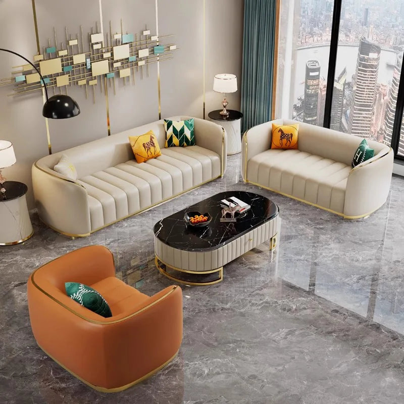 Italian light luxury leather sofa high-end designer