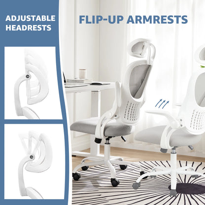 Mesh Ergonomic  Desk Chair Flip-up Arms Adjustable Headrests Comfortable Lumbar Support