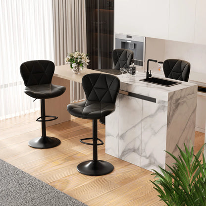2 Pcs Bar Chair, 360 ° Rotation Adjustable Height, Faux Leather Upholstered with Backrest