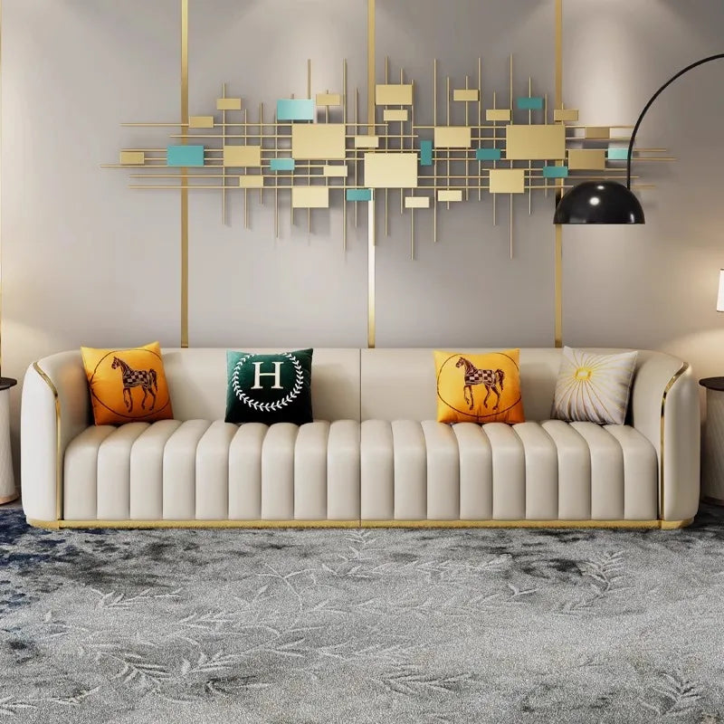 Italian light luxury leather sofa high-end designer