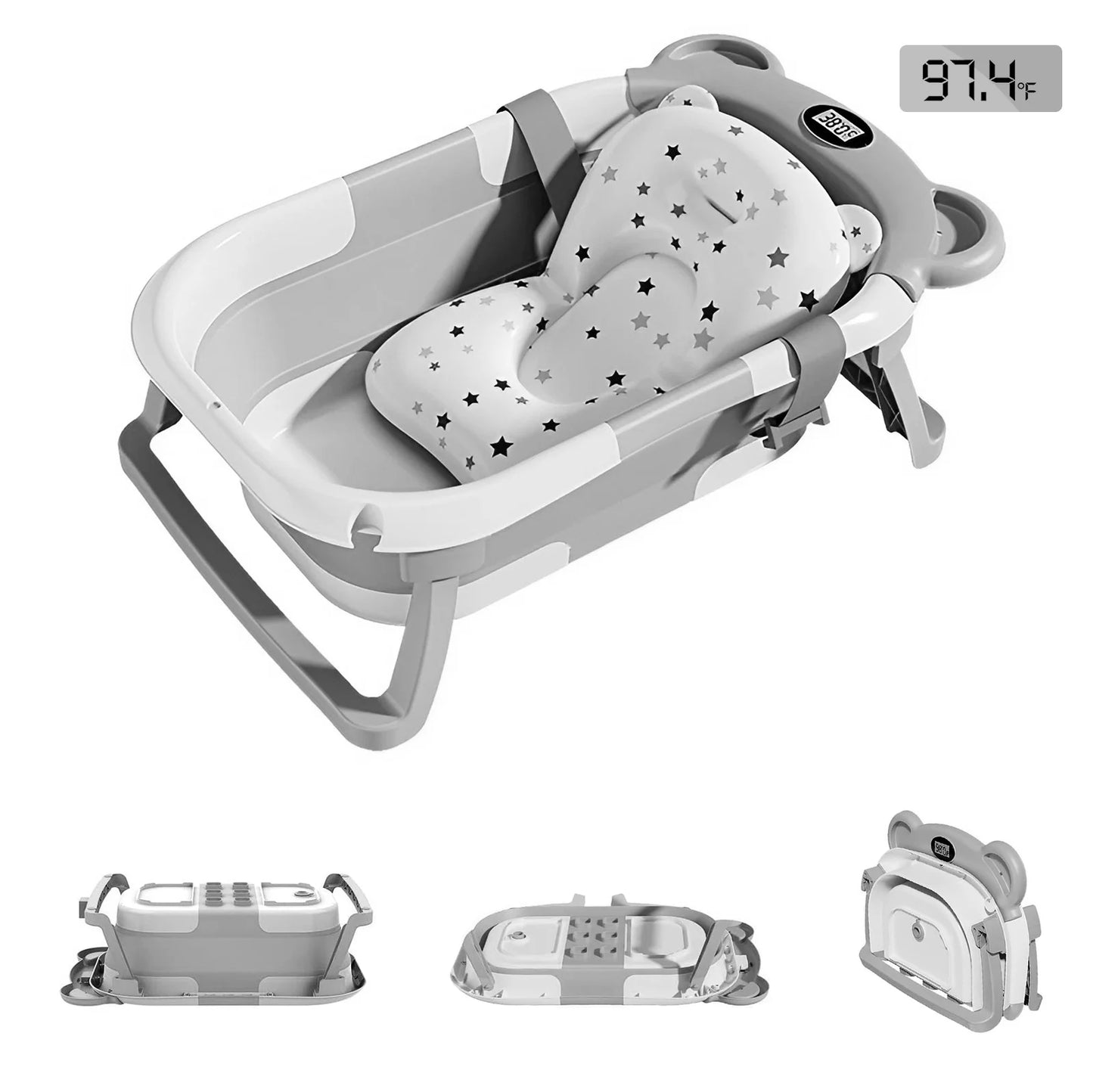 Portable Travel Bathtub, Collapsible  with Thermometer