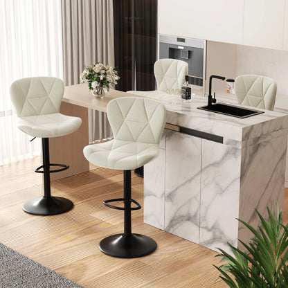 2 Pcs Bar Chair, 360 ° Rotation Adjustable Height, Faux Leather Upholstered with Backrest