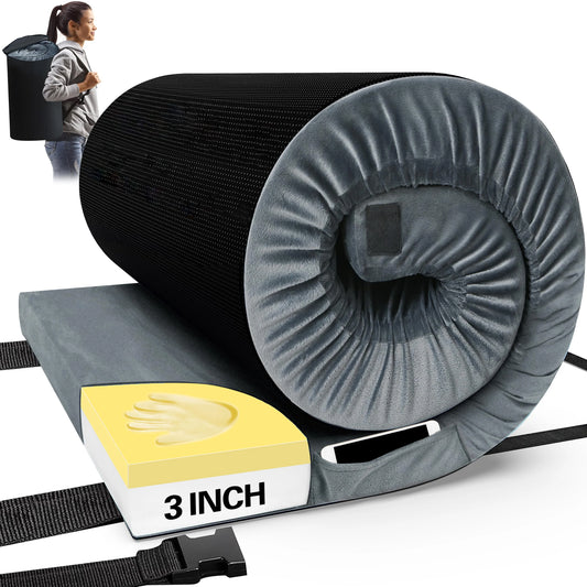 Memory Foam 3" Mattress Portable Roll Up Cot Bed with Travel Bag