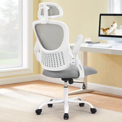 Mesh Ergonomic  Desk Chair Flip-up Arms Adjustable Headrests Comfortable Lumbar Support