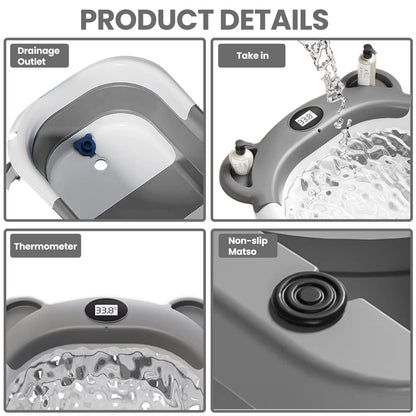 Portable Travel Bathtub, Collapsible  with Thermometer
