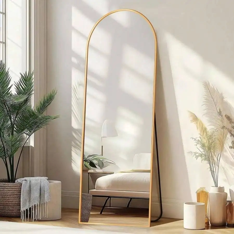 Arched Full Length Mirror Floor Mirror Gold 59x16.2 Inch