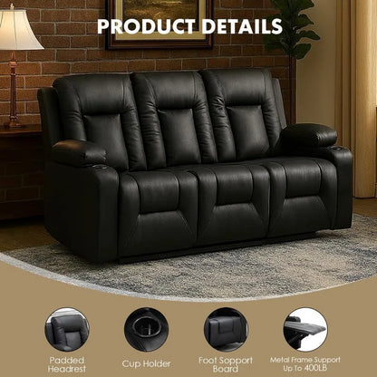 Leather Recliner Sofa Set with Manual Recliners, Loveseat and Armchair