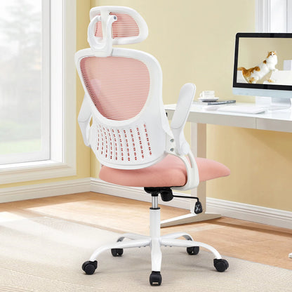 Mesh Ergonomic  Desk Chair Flip-up Arms Adjustable Headrests Comfortable Lumbar Support