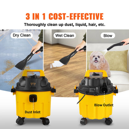 Wet Dry Vac 2.6 Gallon 2.5 Peak HP