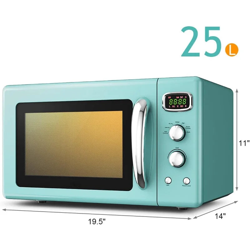 Compact Microwave Oven, 25L w/Glass Turntable Child Lock (Green)