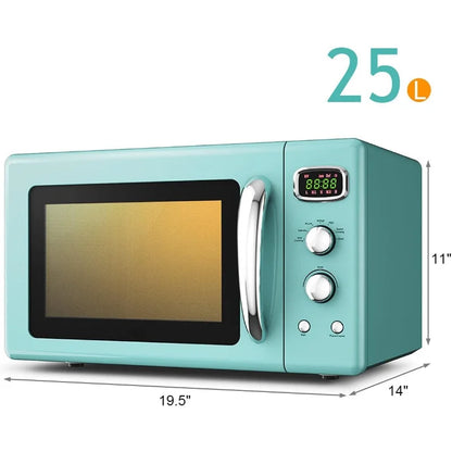 Compact Microwave Oven, 25L w/Glass Turntable Child Lock (Green)