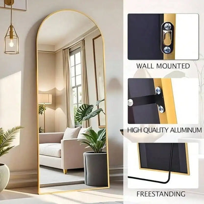 Arched Full Length Mirror Floor Mirror Gold 59x16.2 Inch