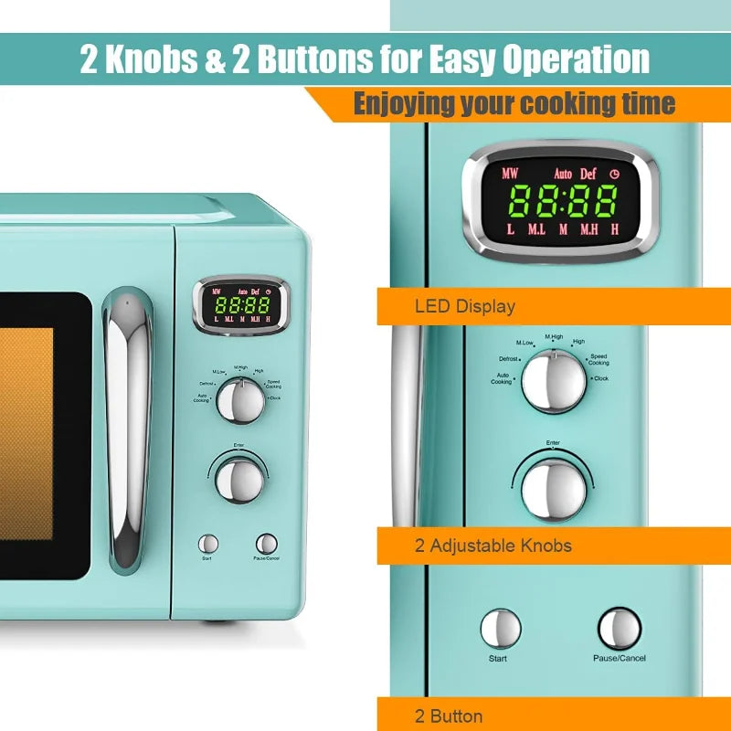Compact Microwave Oven, 25L w/Glass Turntable Child Lock (Green)