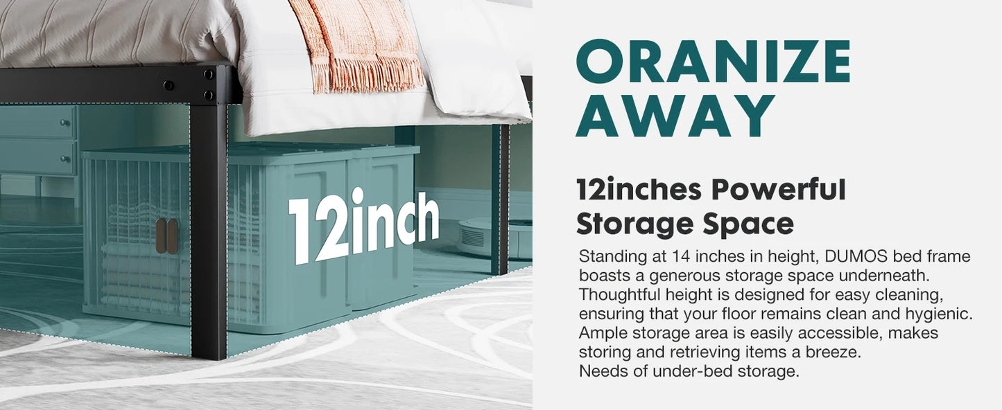 Twin Full Queen King Size Steel Bed Frame Supports 350LBS