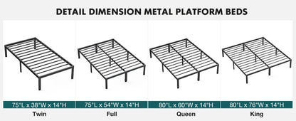 Twin Full Queen King Size Steel Bed Frame Supports 350LBS