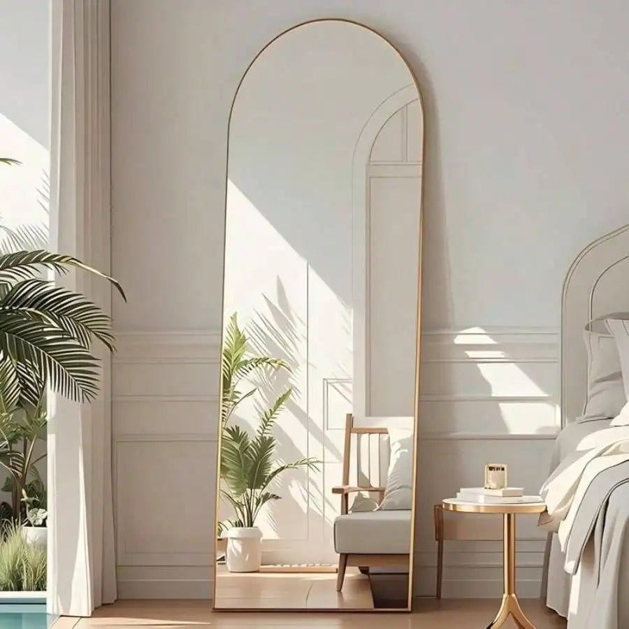 Arched Full Length Mirror Floor Mirror Gold 59x16.2 Inch