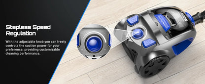 Canister Vacuum Cleaner, 1600W Powerful for Hard Floors, Carpets, Pet Hair