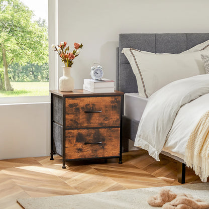 Nightstand Bedside Coffee Sofa Tea Table Storage Closet Chest Clothes Display For Bedroom 2 Fabric Drawers Cabinet Furniture