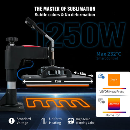 5in1 Heat Press Machine 12x15in Transfer Printer