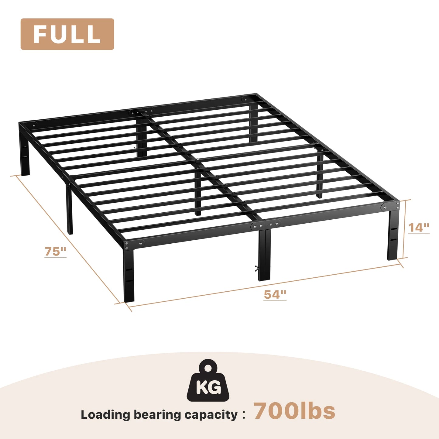 Twin Full Queen King Size Steel Bed Frame Supports 350LBS
