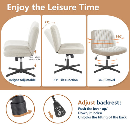 Chair Armless  Adjustable Swivel Fabric Or Leather