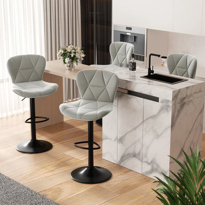 2 Pcs Bar Chair, 360 ° Rotation Adjustable Height, Faux Leather Upholstered with Backrest