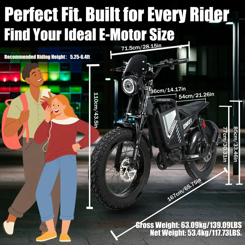 Electric Bicycle 60V 30AH Battery Max Speed 42 MPH E-Bike